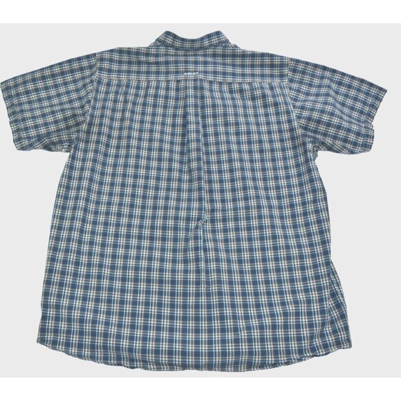 Ariat Pro Series Men's Shirt Size XXLT Navy Blue Plaid Short Sleeve Button Up - Picture 10 of 14